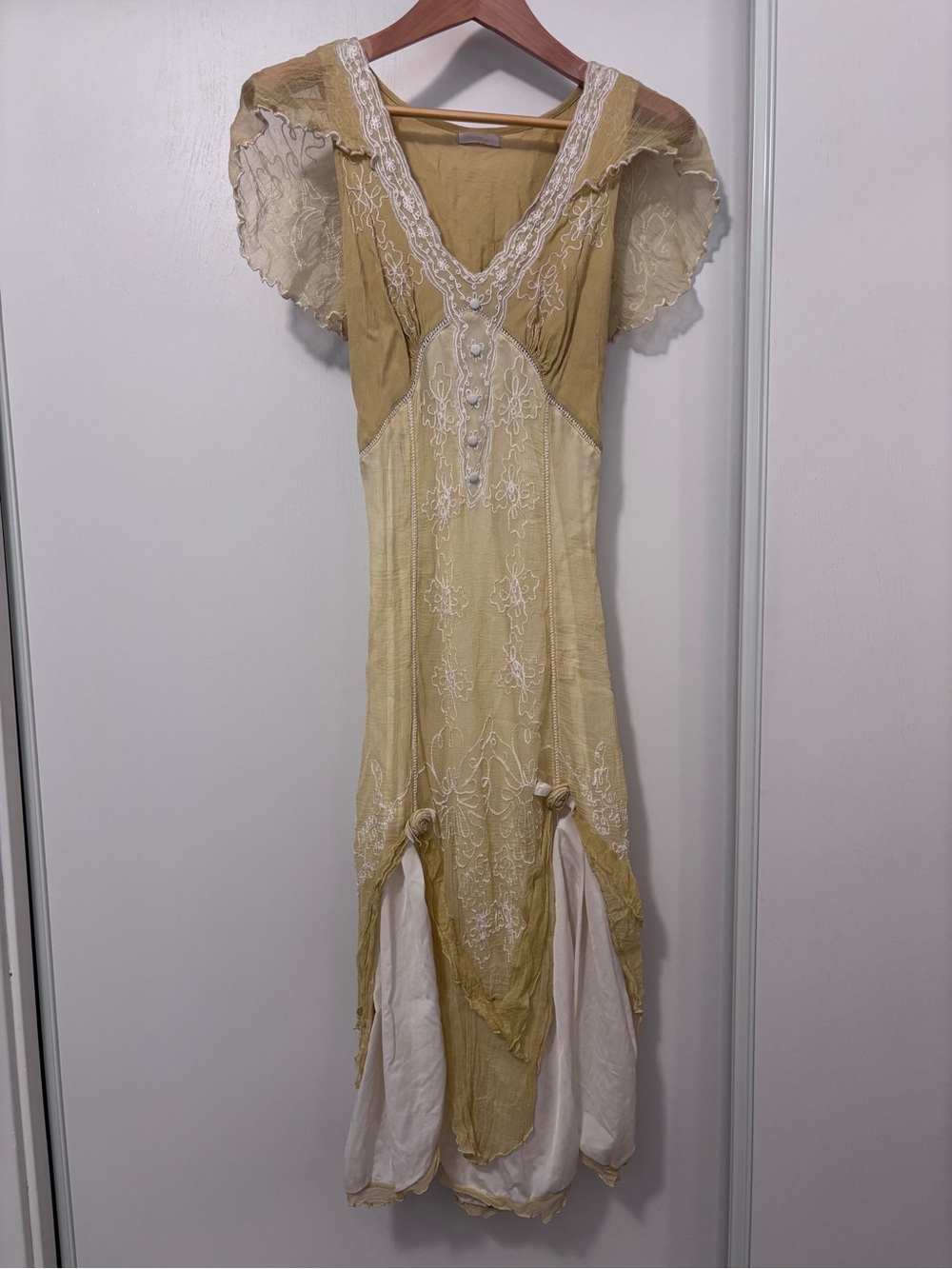 Nataya Edwardian Midi Dress Size S Flutter Sleeves Layers Babydoll Corset Floral - Picture 2 of 16